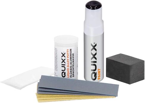 طقم إصلاح عجلة حافة QUIXX، أسود، إصلاح خدوش العجلة وكبح الطفح الجلدي، حشو ألومنيوم سائل مكون من مكونين مع طلاء أسود in Kuwait