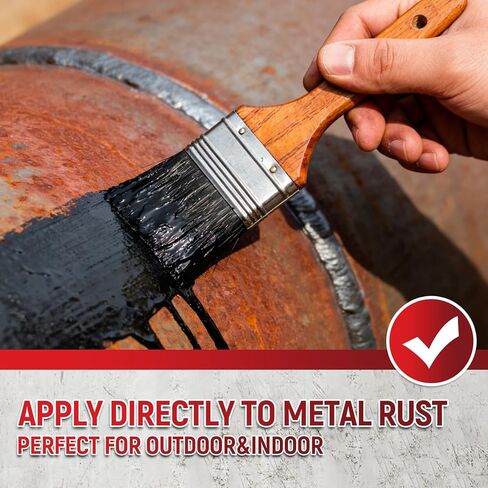 محول الصدأ 2 في 1 وطلاء معدني - مثبط طلاء أسود مقاوم للصدأ بوزن 35 أونصة للمعادن، طلاء مقاوم للصدأ، مانع للتآكل للسيارات والاستخدامات البحرية والصناعية، ومقاوم للحرارة والأشعة فوق البنفسجية يدوم طويلاً (35 أونصة) in Kuwait