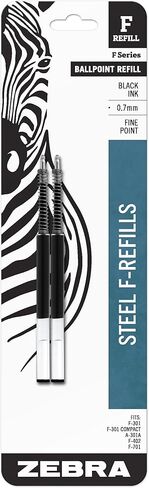 Zebra Pen F-Series Stainless Steel Ballpoint Pen Refill, Fine Point, 0.7mm, Red Ink, 2-Pack in Saudi Arabia