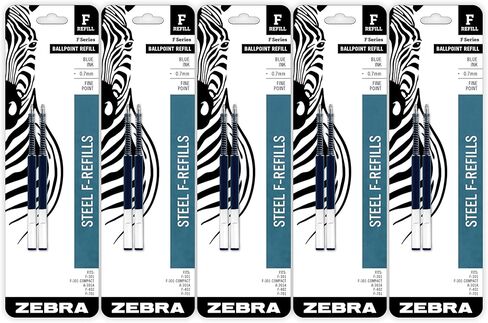 Zebra Pen F-Series Stainless Steel Ballpoint Pen Refill, Fine Point, 0.7mm, Red Ink, 2-Pack in Saudi Arabia