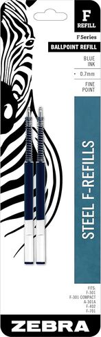 Zebra Pen F-Series Stainless Steel Ballpoint Pen Refill, Fine Point, 0.7mm, Red Ink, 2-Pack in Saudi Arabia