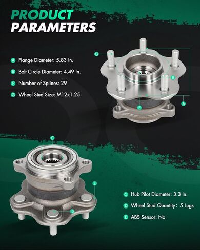 SCITOO 1 x Rear Wheel Bearings and Hub Assembly 2003-2008 For INFINITI FX35,Non-ABS 5-Lug 950-008 3.5L in Saudi Arabia