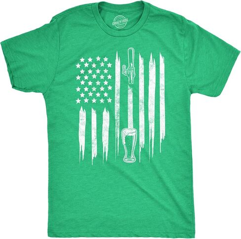Mens Craft Beer American Flag St Patricks Day Graphic Tee Drinking T Shirt in Saudi Arabia