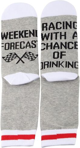 TSOTMO Race Mom Gift Weekend Forecast Racing With A Chance Of Drinking Socks Checkered Flags Novelty Socks for Racer (Racing Of Socks) in Saudi Arabia