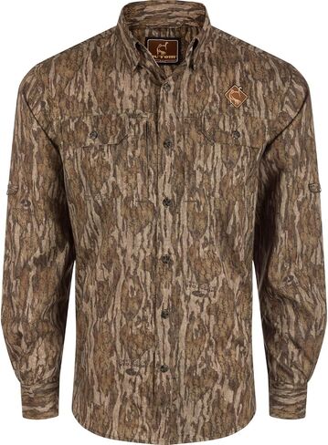 Ol’Tom Men's Wingshooter Trey Mossy Oak Camo Button-Down Shirt - Long Sleeve Hunting Shirt, Breathable and Lightweight in Saudi Arabia