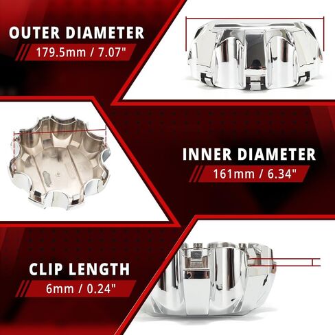 RTrhinotuning 4 PCS 179.5 mm Wheel Center Caps Compatible with 2020-2025 Sierra Denali 2500 3500 HD 84307952 23378324, OD: 7.07 in / 179.5 mm ID: 6.34 in / 161 mm Chrome Hub Caps in Saudi Arabia