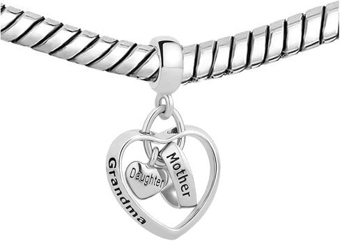 KunBead Grandma Mother Daughter I Love You Heart Dangle Charms متوافق مع قلادة سوار باندورا للنساء in Saudi Arabia