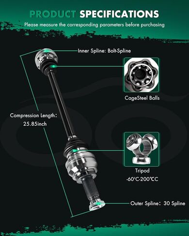 SCITOO Rear CV Axle Shaft Assembly Compatible with 2008 for BMW 528xi,2004-2007 for BMW 530i,2006-2007 for BMW 530xi,2008-2010 for BMW 535i,2009-2010 for BMW 535i xDrive,2008 for BMW 535xi NCV27026 in Saudi Arabia