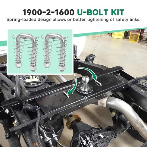 استبدال مجموعة مسمار U لسلسلة الأمان 1900-2-1600، متوافق مع وصلة ربط الكرة المعقوفة B&W، مراسي سلسلة مقطورة محملة بنابض 1/2 بوصة in Kuwait
