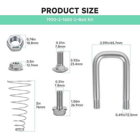 استبدال مجموعة مسمار U لسلسلة الأمان 1900-2-1600، متوافق مع وصلة ربط الكرة المعقوفة B&W، مراسي سلسلة مقطورة محملة بنابض 1/2 بوصة in Kuwait
