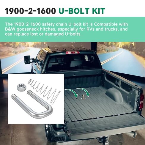 استبدال مجموعة مسمار U لسلسلة الأمان 1900-2-1600، متوافق مع وصلة ربط الكرة المعقوفة B&W، مراسي سلسلة مقطورة محملة بنابض 1/2 بوصة in Kuwait