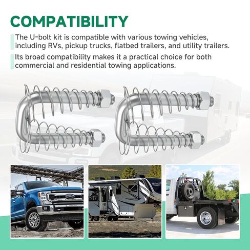 استبدال مجموعة مسمار U لسلسلة الأمان 1900-2-1600، متوافق مع وصلة ربط الكرة المعقوفة B&W، مراسي سلسلة مقطورة محملة بنابض 1/2 بوصة in Kuwait