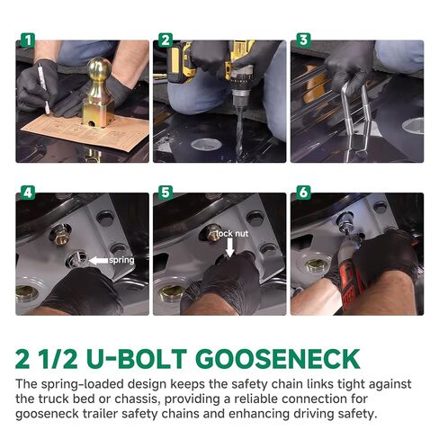 استبدال مجموعة مسمار U لسلسلة الأمان 1900-2-1600، متوافق مع وصلة ربط الكرة المعقوفة B&W، مراسي سلسلة مقطورة محملة بنابض 1/2 بوصة in Kuwait