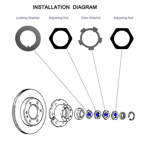 المحور الأمامي محور المغزل قفل الجوز غسالة عدة رمح المغزل المكسرات المغزل غسالات لتويوتا 4Runner فان T100 بيك اب لاند كروزر لكزس LX450 LX470 محور العجلة الأمامية تحمل محور 43521-60011 in Kuwait