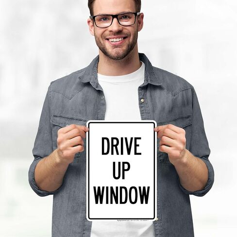 لافتة نافذة Drive Up، مقاس 10x7 بوصات، ملصقات فينيل مقاس 4 مل مقاومة للطقس، صُنعت في الولايات المتحدة الأمريكية بواسطة My Sign Center in Kuwait