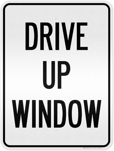لافتة نافذة Drive Up، مقاس 10x7 بوصات، ملصقات فينيل مقاس 4 مل مقاومة للطقس، صُنعت في الولايات المتحدة الأمريكية بواسطة My Sign Center in Kuwait