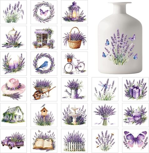 GLOBLELAND 25 Sheets Spring Elements Colorful Vase Decals Stickers Garden Flowers Plants Adhesive Lantern Stickers for Jar Window Lamp Decals Glass Art Home Decor in Saudi Arabia