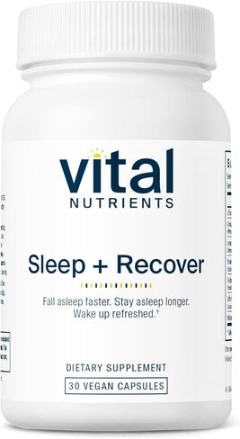 Vital Nutrients Sleep + Recover | Vegan Sleep Supplement |Sleep Support | Melatonin, Ashwagandha, & L-Theanine | Gluten, Dairy, and Soy Free | 30 Capsules in Kuwait