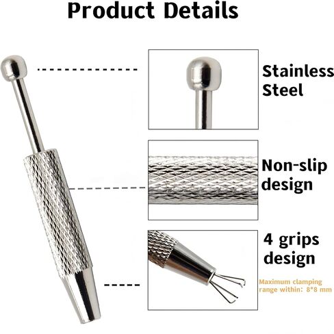 Bepisof 2pcs Stainless Steel 4-Claw Piercing Changing Tool,Flat Back Earring Tool Gem Tweezers Piercing Changing Tools Assistant Pen,Holder Piercing Tools for Changing Jewelry/Tiny Object（Pink/Blue） in Saudi Arabia