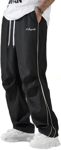 Men's Summer Retro Loose Straight-Leg Track Pants for Casual Outings, Daily Styling, Urban Errands, Cool Evening Walks in Saudi Arabia