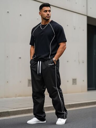 Men's Summer Retro Loose Straight-Leg Track Pants for Casual Outings, Daily Styling, Urban Errands, Cool Evening Walks in Saudi Arabia