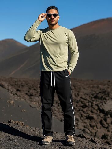 Men's Summer Retro Loose Straight-Leg Track Pants for Casual Outings, Daily Styling, Urban Errands, Cool Evening Walks in Saudi Arabia