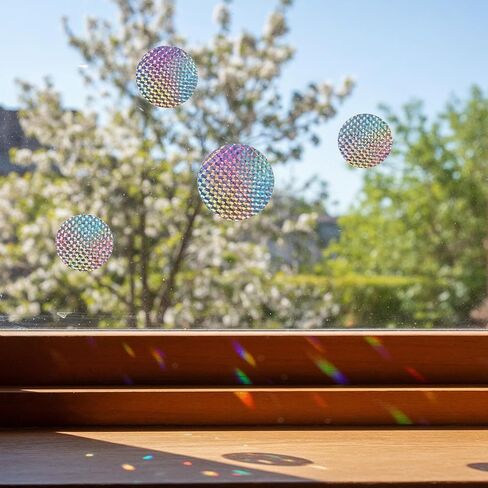 20 PCS Circle Bird Window Strike Prevention, Rainbow Reflective Anti-Collision Window Stickers for Birds, Round Birds Strike Prevention for Windows, Stop Bird from Hitting Windows in Saudi Arabia