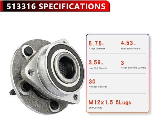 513316 محمل محور العجلة الأمامية أو الخلفية لـ Buick Cascada 2016-2017، لـ Verano 2012-2017، لـ Cadillac ELR 2014-2016، لـ ATS 2013-2017، لـ Chevy Volt 2011-2015، لـ Orlando 2012-2014 in Saudi Arabia
