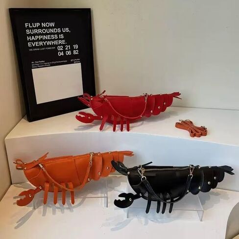 Cute 3D Lobster Shoulder Bag Crossbody Bag, Novelty Purse, Unique Animals Shaped Handbag in Saudi Arabia