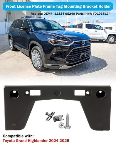 إطار لوحة الترخيص الأمامي لـ 2024 2025 2026 Toyota Grand Highlander المصد الأمامي لوحة الترخيص حامل دعامة تثبيت استبدال # 521140E240 TO1068174 in Saudi Arabia