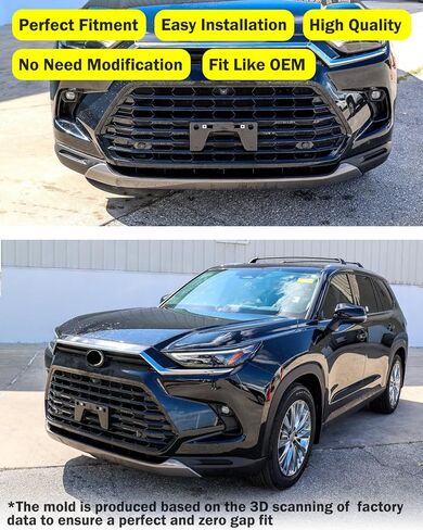 إطار لوحة الترخيص الأمامي لـ 2024 2025 2026 Toyota Grand Highlander المصد الأمامي لوحة الترخيص حامل دعامة تثبيت استبدال # 521140E240 TO1068174 in Saudi Arabia