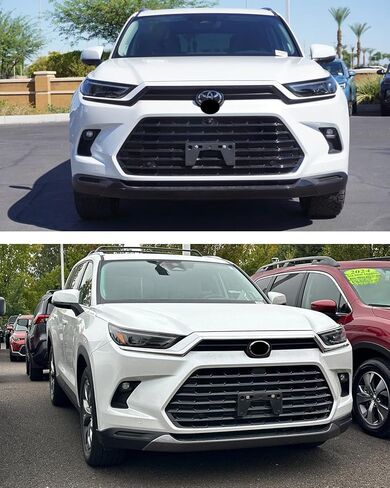إطار لوحة الترخيص الأمامي لـ 2024 2025 2026 Toyota Grand Highlander المصد الأمامي لوحة الترخيص حامل دعامة تثبيت استبدال # 521140E240 TO1068174 in Saudi Arabia