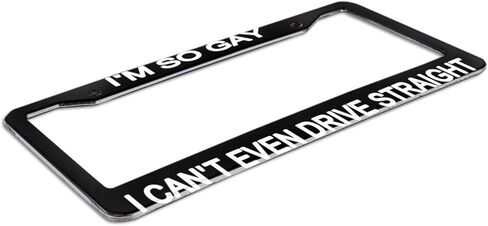 NOCITUN Funny Fashion Metal License Plate Tag Sign Decoration for Car Woman/Man - 12" x 6"- Anodized Aluminum I'm So Gay I Can't Even Drive Straight White in Kuwait
