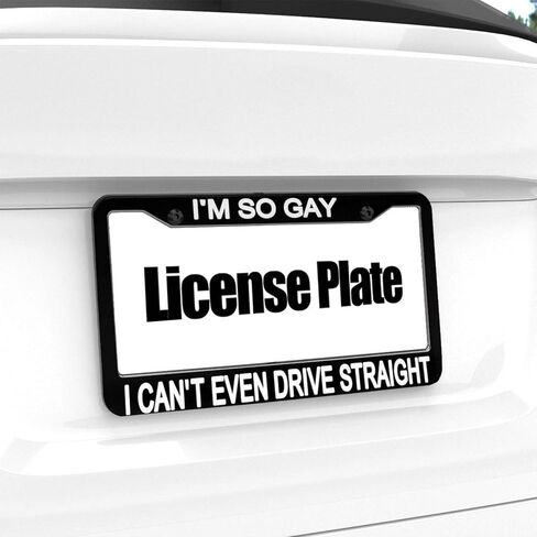 NOCITUN Funny Fashion Metal License Plate Tag Sign Decoration for Car Woman/Man - 12" x 6"- Anodized Aluminum I'm So Gay I Can't Even Drive Straight White in Kuwait