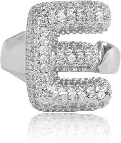 Bubble Initial Rings for Women 14K Gold Plated Chunky Open Letter Ring with Cubic Zirconia Balloon Ring in Saudi Arabia
