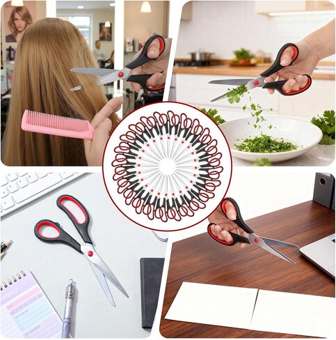 24-Pack Scissors All Purpose Heavy Duty, 8.5 Inch Office All Purpose Scissors Bulk Set with Comfort Grip - Stainless Steel Sharp Blades for Home Office Craft Supplies in Saudi Arabia