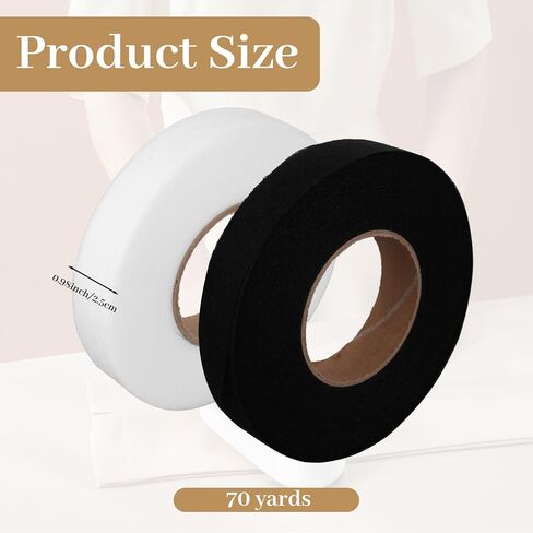 شريط حاشية بطول 280 ياردة للسراويل، 4 لفات حديد على شريط حاشية 3/4 بوصة شريط قماشي لاصق لحرف ستائر الملابس (أسود + أبيض) in Kuwait