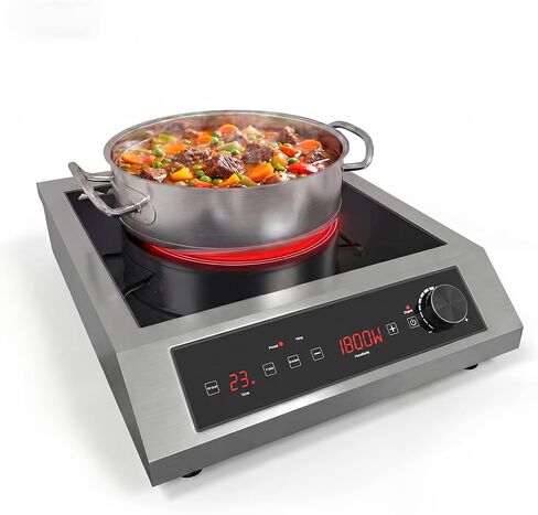 Sunvivi 1800W Portable Induction Cooktop, Commercial-Grade Electric Countertop Burner with Timer, Induction Hot Plate with LED Screen, 10 Power(100W-1800W), 14 Temp Setting(140°F-536°F), Black in Saudi Arabia