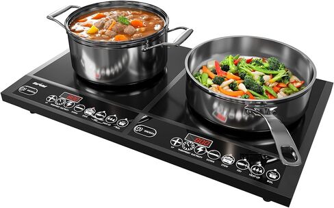 Sunvivi 1800W Portable Induction Cooktop, Commercial-Grade Electric Countertop Burner with Timer, Induction Hot Plate with LED Screen, 10 Power(100W-1800W), 14 Temp Setting(140°F-536°F), Black in Saudi Arabia