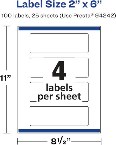 Avery Matte Clear Rectangle Labels, Sure Feed Technology, 2" x 6", 100 Matte Clear Labels, Print-to-The-Edge, Laser/Inkjet Printable in Saudi Arabia