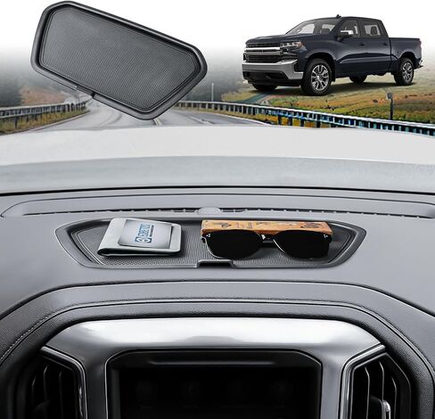 صينية تنظيم لوحة القيادة EDBETOS لـ 2019-2021 Chevy Silverado 1500/ GMC Sierra 1500 & 2020-2023 Silverado/Sierra 2500HD/3500HD ملحقات وحدة التحكم غطاء وحدة التحكم المخفية، أسود in Saudi Arabia