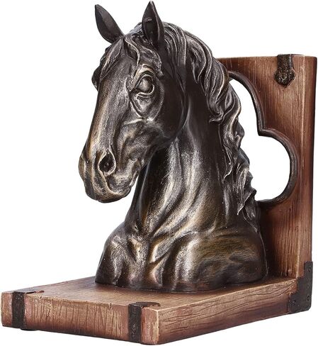 نهايات الخيول المزخرفة، زخرفة منحوتة رأس الحصان متعددة الوظائف، حامل كتب الحصان من الراتنجات للأرفف، ديكور المنزل، ديكور سطح المكتب (BS20900 حصان برونزي (مفرد)) in Kuwait