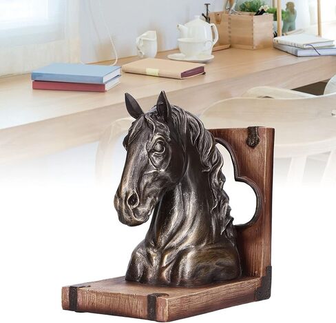 نهايات الخيول المزخرفة، زخرفة منحوتة رأس الحصان متعددة الوظائف، حامل كتب الحصان من الراتنجات للأرفف، ديكور المنزل، ديكور سطح المكتب (BS20900 حصان برونزي (مفرد)) in Kuwait