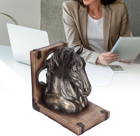 نهايات الخيول المزخرفة، زخرفة منحوتة رأس الحصان متعددة الوظائف، حامل كتب الحصان من الراتنجات للأرفف، ديكور المنزل، ديكور سطح المكتب (BS20900 حصان برونزي (مفرد)) in Kuwait