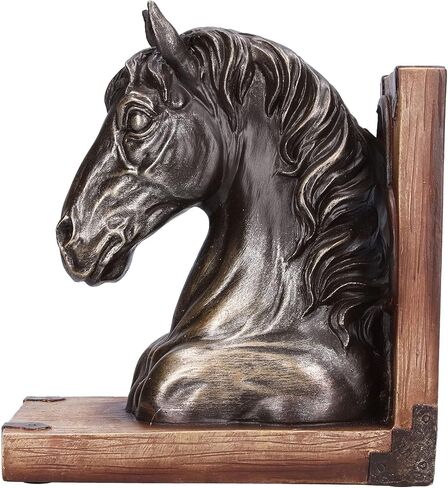 نهايات الخيول المزخرفة، زخرفة منحوتة رأس الحصان متعددة الوظائف، حامل كتب الحصان من الراتنجات للأرفف، ديكور المنزل، ديكور سطح المكتب (BS20900 حصان برونزي (مفرد)) in Kuwait