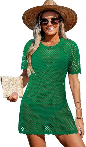 StunShow Cover Ups for Swimwear Women Crochet Beach Dress Short Sleeve Bathing Suit Summer Vacation Clothes in Saudi Arabia