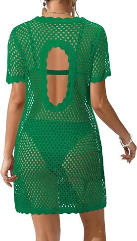 StunShow Cover Ups for Swimwear Women Crochet Beach Dress Short Sleeve Bathing Suit Summer Vacation Clothes in Saudi Arabia
