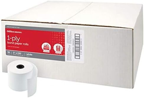 Office Depot Single-Ply Paper Rolls, 3in. x 150ft., White, Carton Of 50, 554045 in Saudi Arabia
