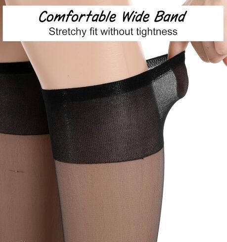 6 Pack Black Knee High Stockings, Sheer Socks Knee High Nylons Pantyhose for Women Thin Tights Panty Hose Stocking, Comfortable & Stylish Perfect for Daily Wear Reinforced Toe, 3 Pairs in Saudi Arabia