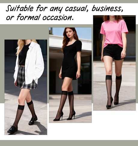 6 Pack Black Knee High Stockings, Sheer Socks Knee High Nylons Pantyhose for Women Thin Tights Panty Hose Stocking, Comfortable & Stylish Perfect for Daily Wear Reinforced Toe, 3 Pairs in Saudi Arabia